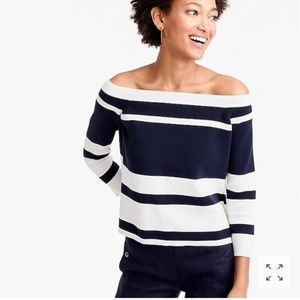 J. Crew Off The Shoulder Striped Sweater